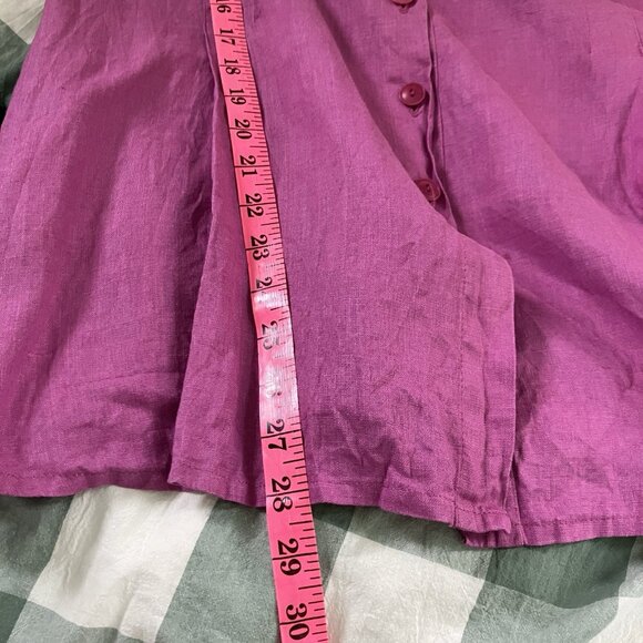 Flax Shirt Womens S Purple 100% Linen Button Up Tunic Long Line Boho Lagenlook - Picture 7 of 8